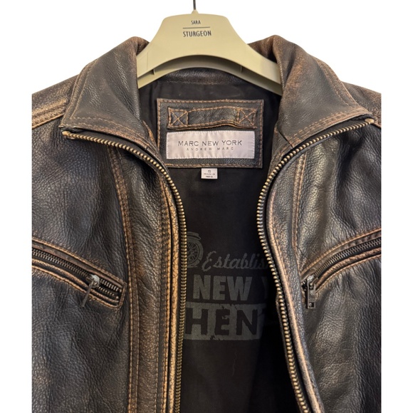 Andrew Marc Leather Bomber-Style Moto Jacket – Men’s Small - Picture 5 of 16